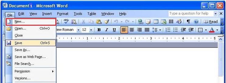 how to set and save header in word 2003