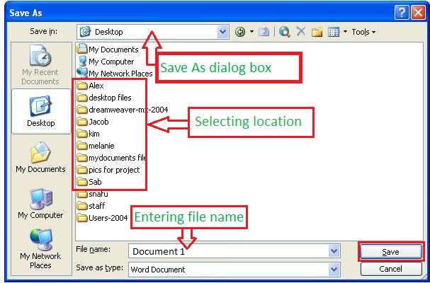 Save as Dialog box  