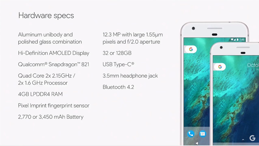 Google Pixel Phone Hardwar Specs