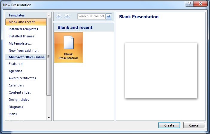 microsoft powerpoint blank presentation