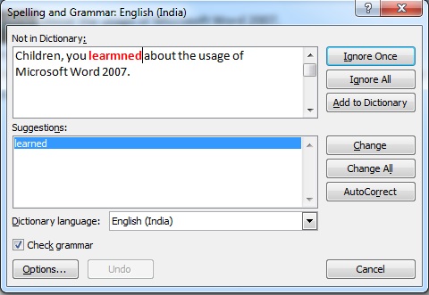 Editing Text in Microsoft Word 2007 Spellings and Grammar