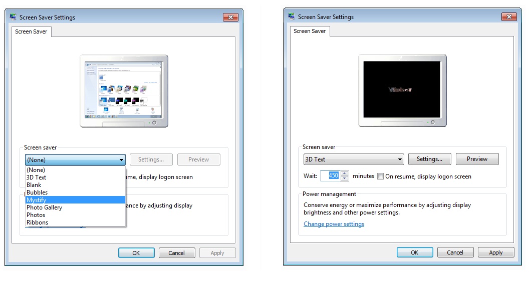 Windows Settings - Screen Saver Setting