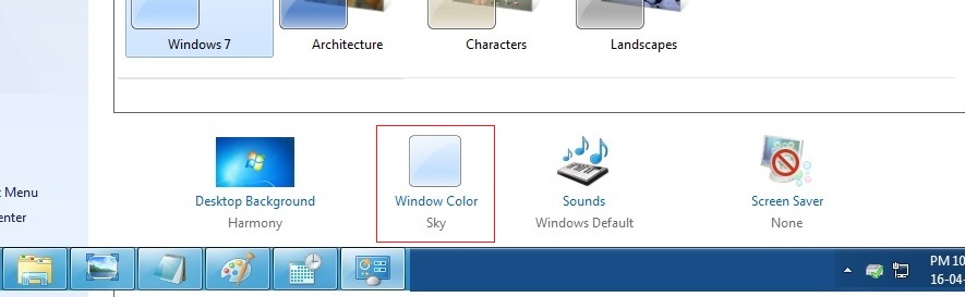 Windows Settings - Windows Appearance.