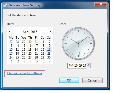 Windows Settings - change date and time settings